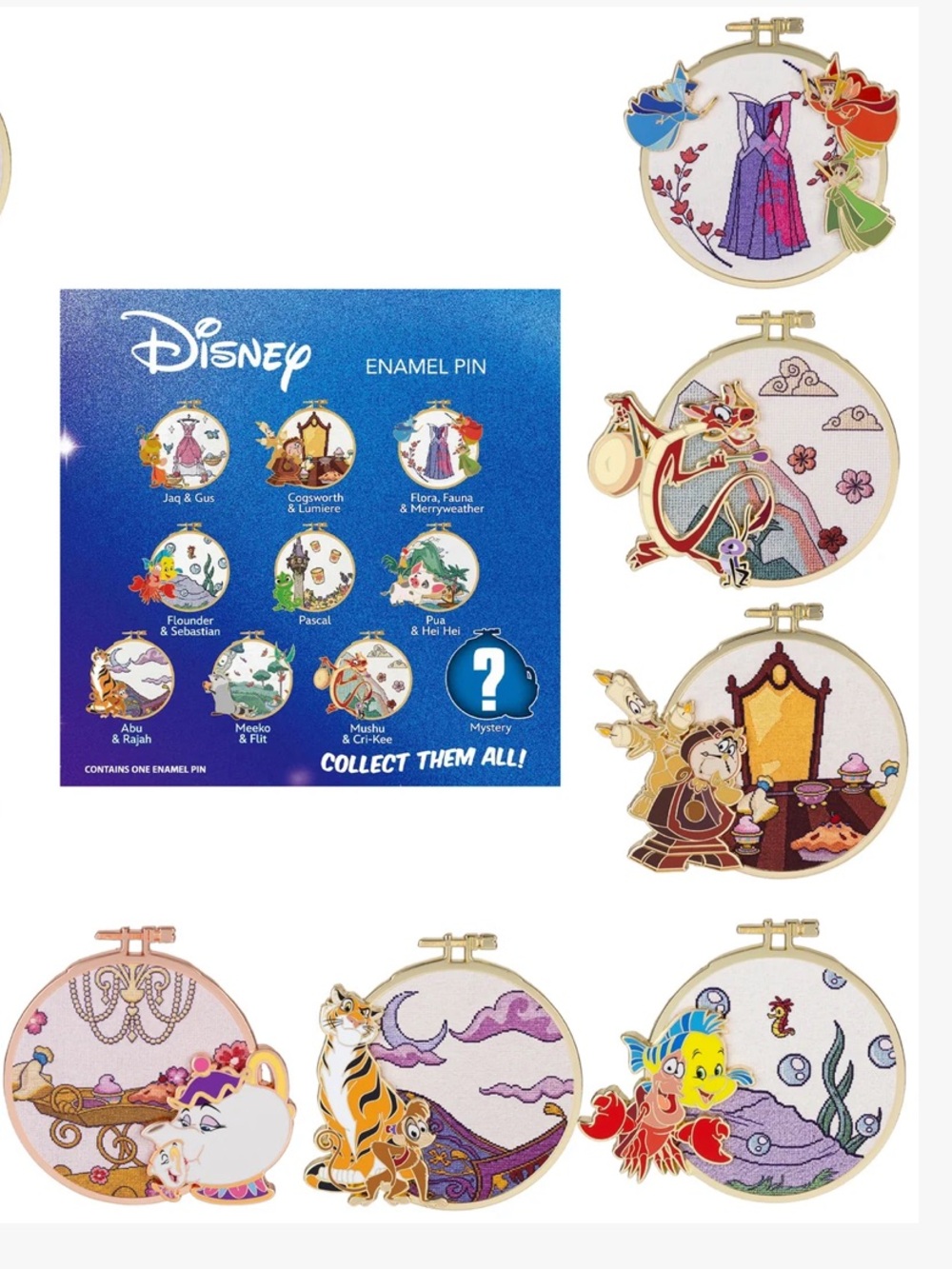 PALM Disney Belle Sidekicks Cross Stitch Mystery Jumbo Collectible Trading Pin